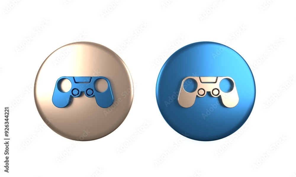 Poster colorful gamepad icon isolated on white background. game controller. circle button. 3d render illust