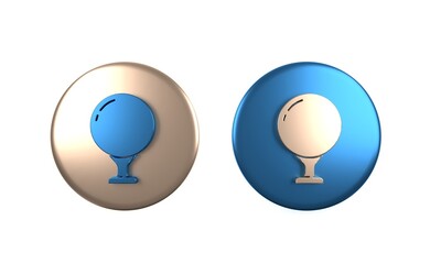 Colorful Golf ball on tee icon isolated on white background. Circle button. 3D render illustration