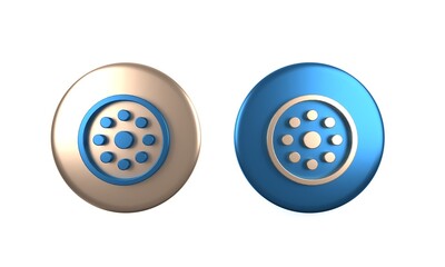 Colorful Sewing button for clothes icon isolated on white background. Clothing button. Circle button. 3D render illustration