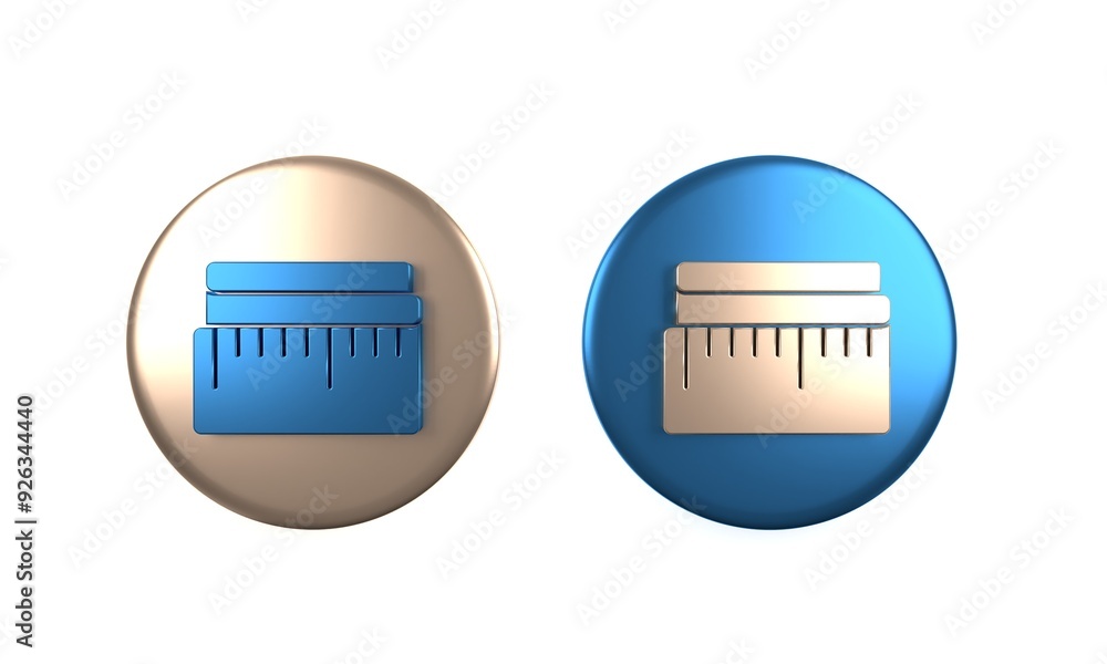Poster colorful tape measure icon isolated on white background. measuring tape. circle button. 3d render il