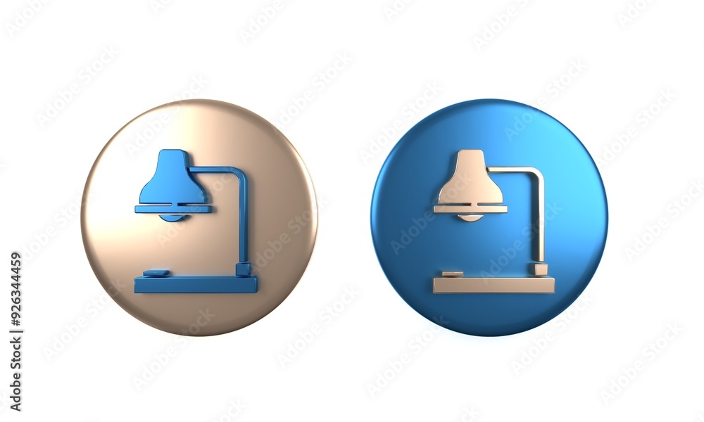 Aufkleber colorful table lamp icon isolated on white background. table office lamp. circle button. 3d render i