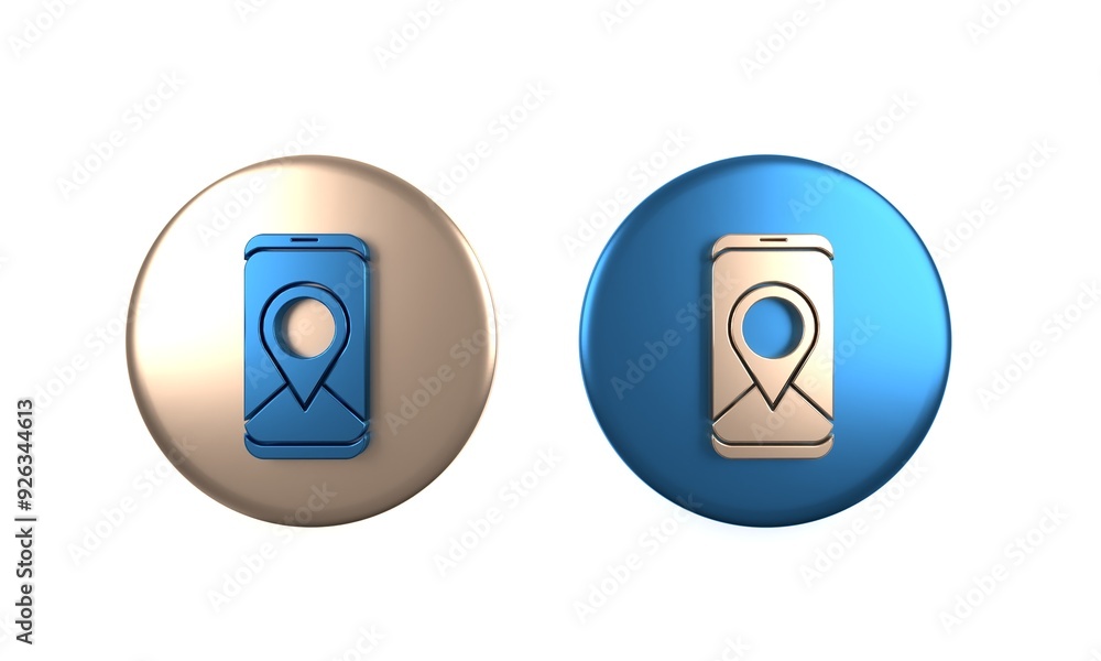 Poster colorful infographic of city map navigation icon isolated on white background. mobile app interface 