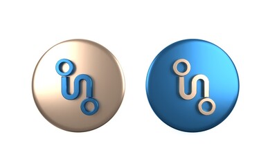 Colorful Route location icon isolated on white background. Map pointer sign. Concept of path or road. GPS navigator. Circle button. 3D render illustration