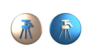 Colorful Tripod icon isolated on white background. Circle button. 3D render illustration