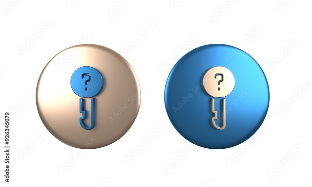 Poster colorful undefined key icon isolated on white background. circle button. 3d render illustration