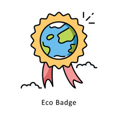 Eco Badge vector filled outline Design illustration. Symbol on White background EPS 10 File