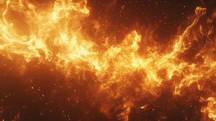 Naklejka premium A vibrant depiction of swirling flames and cosmic elements in a dark background.