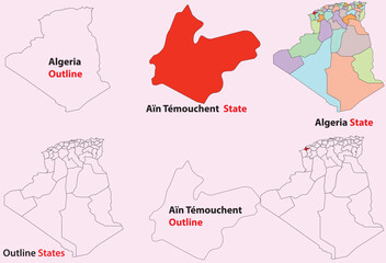 Fototapeta premium Aïn Témouchent map vector of Algeria, Aïn Témouchent line map, Aïn Témouchent with city map, Aïn Témouchent outline map