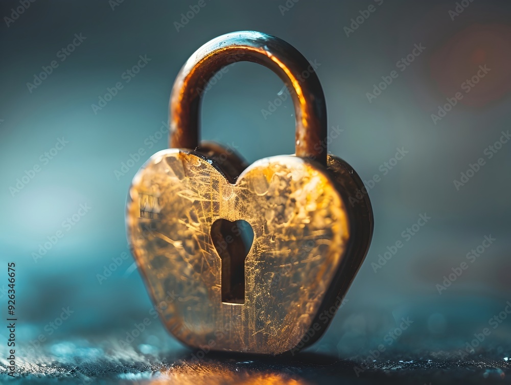 Poster padlock icon with heart shape representing personal data and information protection concept
