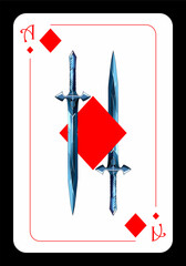 Ace of Diamonds. Strict simple design of playing cards in cartoon style. Vector illustration