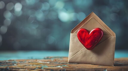 Envelope Sealed with Heart Symbolizing Love and Personal Email Messages