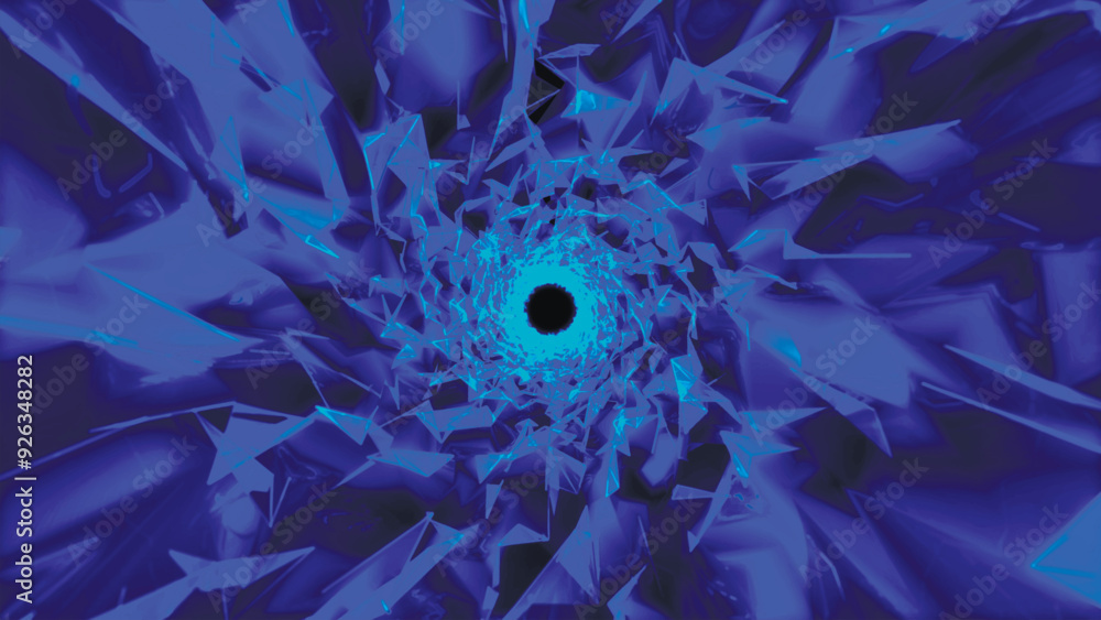 Poster motion graphic of flying into digital technologic tunnel. abstract digital background. data flow inf