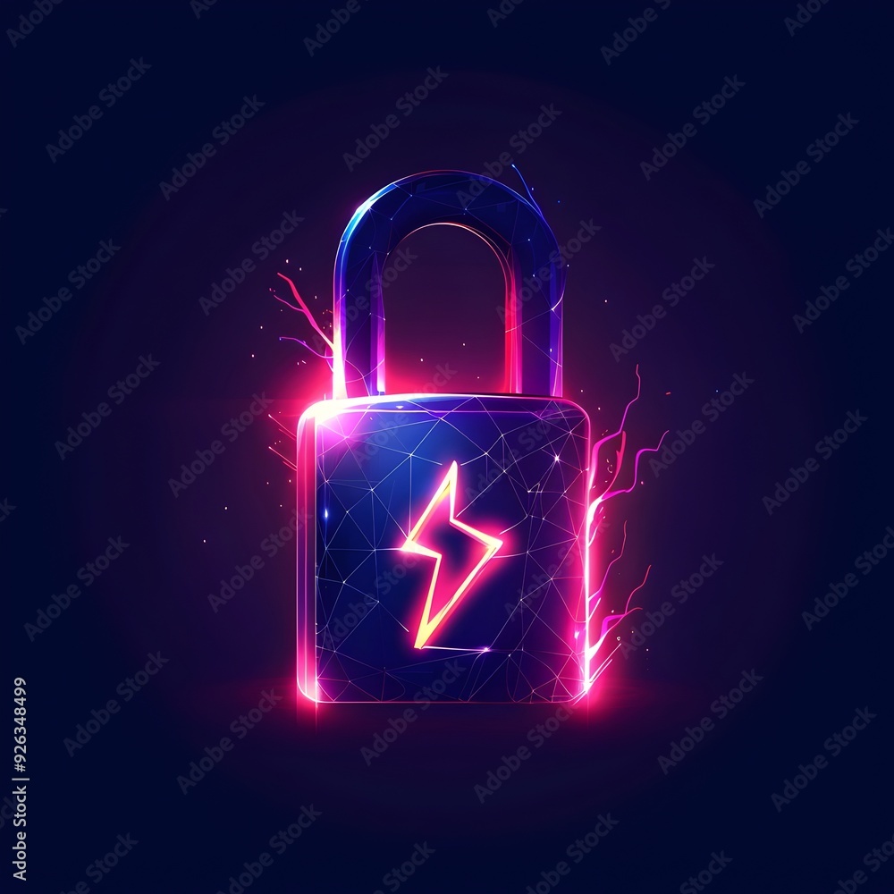 Aufkleber powerful security icon with lightning bolt symbolizing quick and secure digital solutions