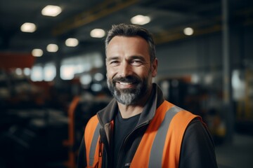 Obraz premium Portrait of a confident smiling man in factory