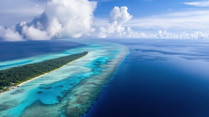 Aerial View of a Tropical Island in the Maldives