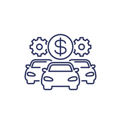 car fleet costs icon, vehicle fleet management line vector
