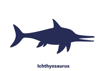 Ichthyosaurus, marine dinosaur on white, vector