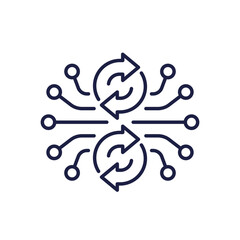 iteration, iterative process icon, line vector