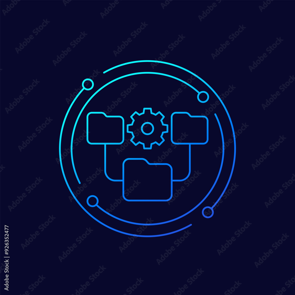Poster version control icon, linear vector design