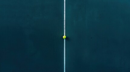 Minimalist Tennis Ball on Court Line