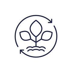 Regenerative agriculture line icon on white