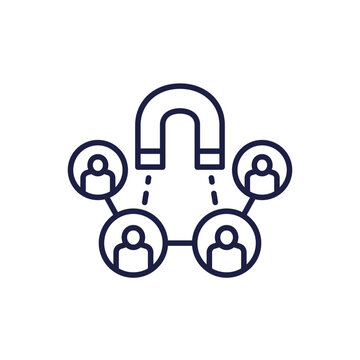 recommend clip art: retention line icon, employee and magnet vector