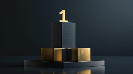 Triumph at the Top: Modern Geometric Podium with Gold Number One Spot for Formula 1 Victory Celebration