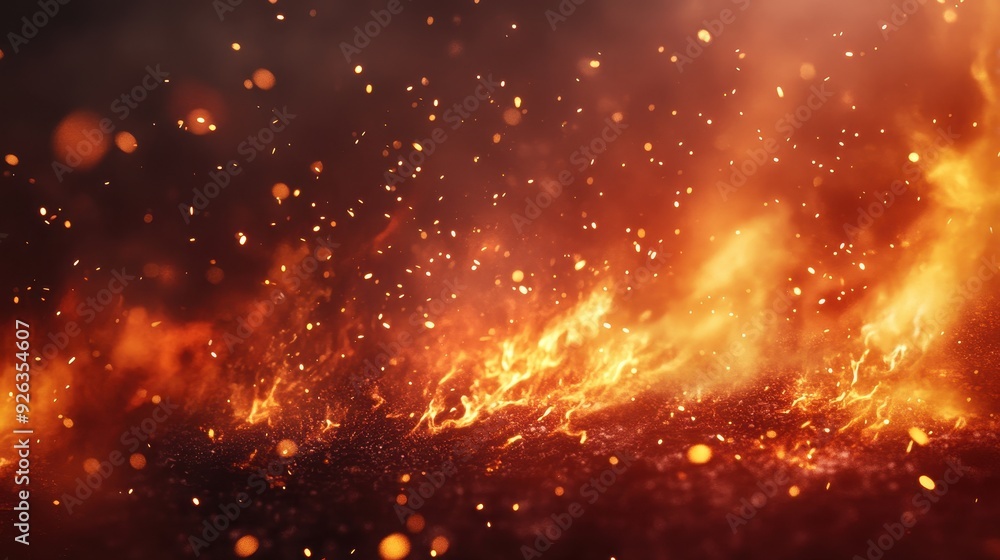 Poster a vibrant display of flames and sparks, creating a dynamic and intense atmosphere.