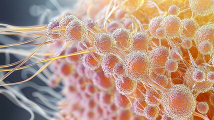 Detailed view of hair follicle cells under a microscope, highlighting the complex structure and cellular alignment with realistic colors and textures, clear light, realistic photo 8K