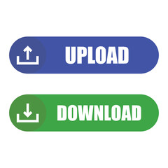  Set of Upload and Download Button Icons for Digital Interfaces