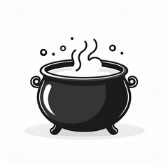 minimalistic vector icon of witch's cauldron for potion making, halloween holiday night theme, logo template for use