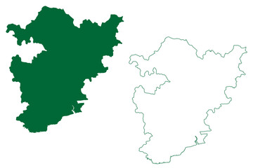 Alirajpur district (Madhya Pradesh State, Indore division, Republic of India) map vector illustration, scribble sketch Alirajpur map