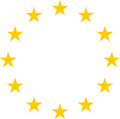 The European Union symbol. Stars in golden yellow color. Vector illustration with transparent background