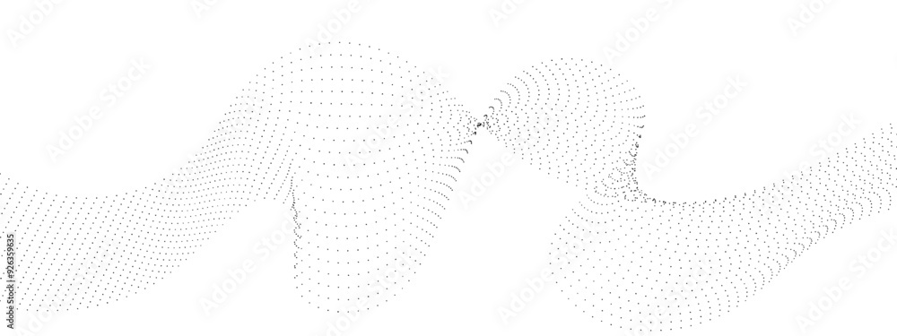 Poster abstract halftone flowing dots wave curved lines, frequency sound, technology curve dots lines. digi