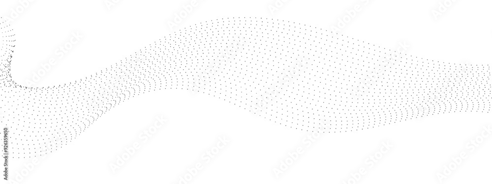 Poster abstract halftone flowing dots wave curved lines, frequency sound, technology curve dots lines. digi
