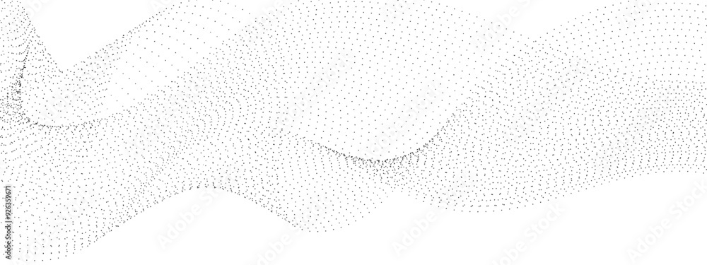 Aufkleber halftone flowing wavy gradient dots shape isolated on transparent background. digital future technol