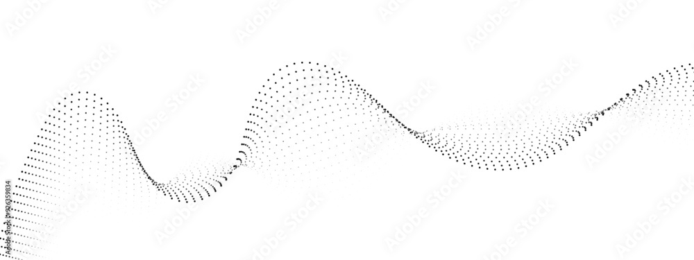  flowing wavy dots particles wave pattern curve halftone gradient lines shape isolated on transparent