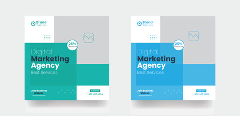 Digital marketing social media post banner business agency template