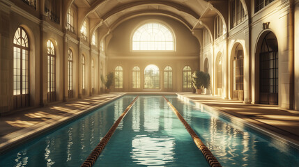 Elegance Immersed: Cinematic Portrait of a French Château Indoor Pool