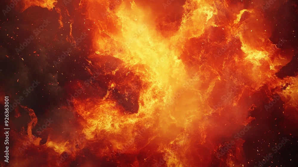 Poster a vibrant explosion of flames and light, creating a dynamic and energetic visual effect.