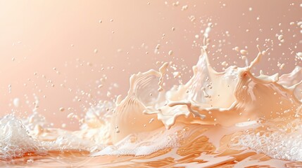 illustration of splashing hydrolyzed collagen on a clean background, vibrant and eye-catching with ample copy space,