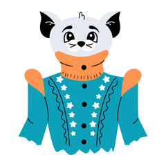 Cute funny cat, halloween holiday,  cartoon vector isolated illustration on the white background