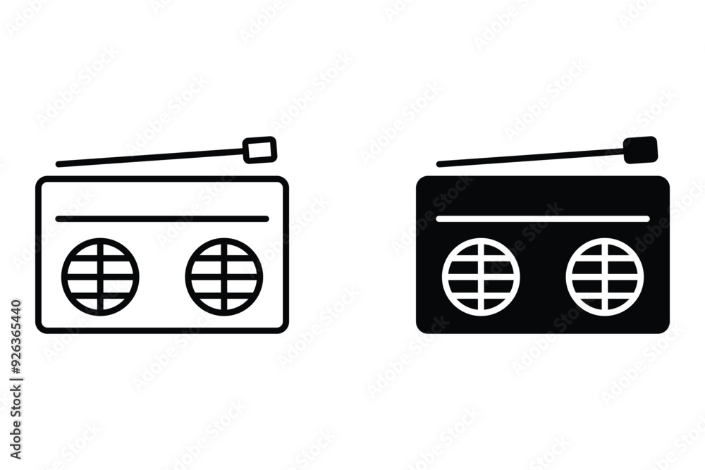 Poster radio icon vector logo template. radio icon concept outline symbol design. can be used for web and m