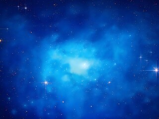 Fototapeta premium Bright Blue Nebula with Stars in a Smooth Glowing Space Background 