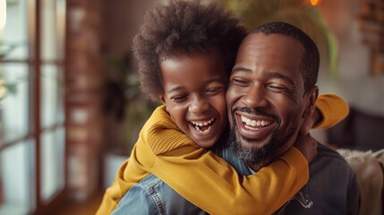 Father and Son Sharing a Joyful Moment at Home