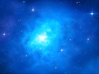 Obraz premium Radiant Blue Nebula and Stars in a Luminous Cosmic Glow Background 
