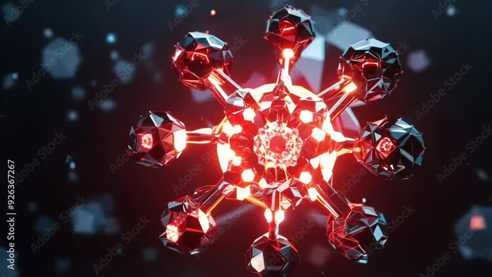 Poster complex metallic molecular structure forming with red core