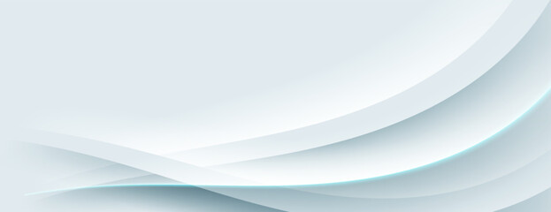 white abstract wave background with blue light copy space area