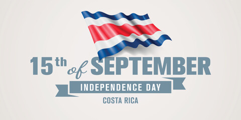 Costa Rica happy independence day greeting card, banner vector illustration