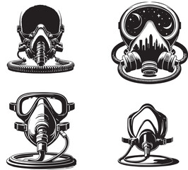 silhouette of clean vector  Oxygen mask  isolated on white background